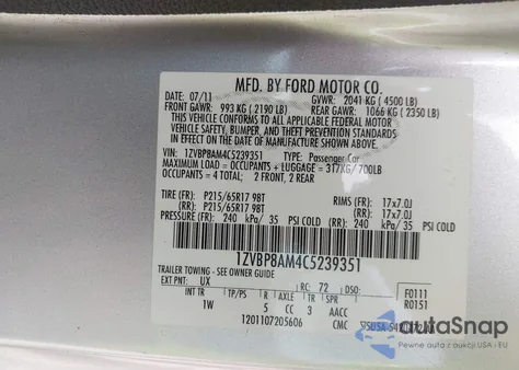 2012 Ford Mustang V6 from USA, damaged, VIN 1ZVBP8AM4C5239351